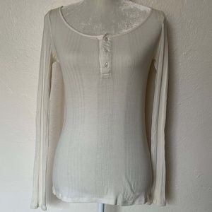 POLO Ralph Lauren Long Sleeved Scoop Neck Ribbed Henley Top